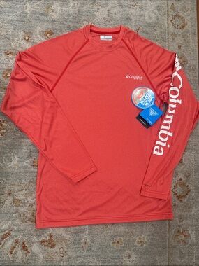 Columbia Men’s Long Sleeve Sun Protection Tee - Coral Red
